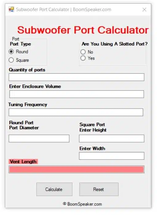 Download The Subwoofer Port Calculator