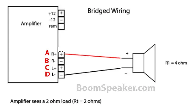 bridge amplifier to connect two channels to one speaker